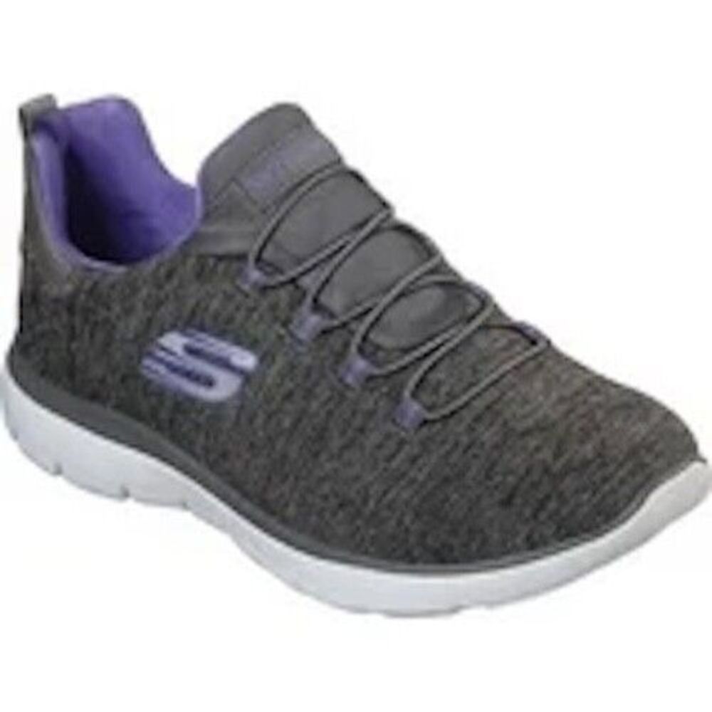 SKECHERS Summits Quick Getaway Slip-On Sneakers 12983W Charcoal/Purple Sz 5.5W